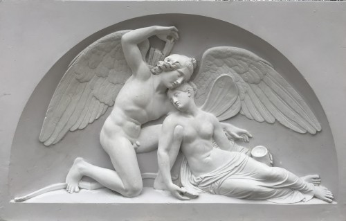 “Cupid and Psyché” Large plaster relief after Thorvaldsen’s marbre