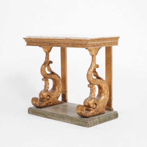 Console aux dauphins et son miroir, Suède circa 1800 - Empire