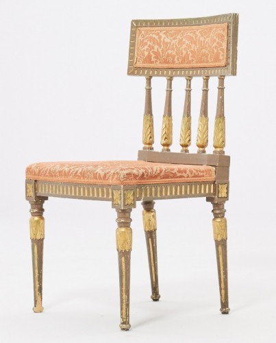 Suite de 4 chaises de style Gustavien Bronze et or circa 1900 - Sièges Style Empire