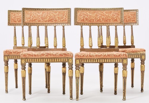 Set of 4 Chairs in Gustaviansk style Bronze and gilt color circa 1900 - 