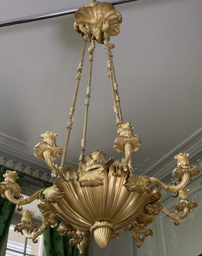 19th century - Gilt bronze chandelier  Sweden 1840 