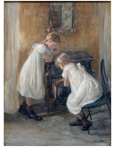 Young girls at a Commode -  Bodil Rohweder circa 1910