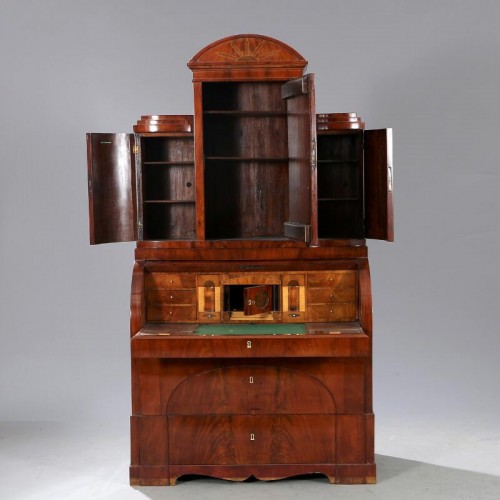 Architectural Secretair 2 bodies, Mahogany, Balticum, early 19th cent.  - Furniture Style Restauration - Charles X