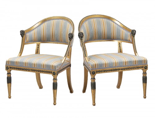 A pair of Gustavian style Armchairs, Sweden circa 1900