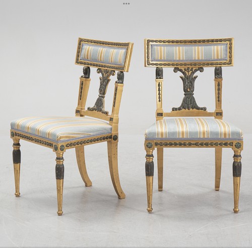 Set of 4 Gustavian style chairs , circa 1900 - Seating Style 