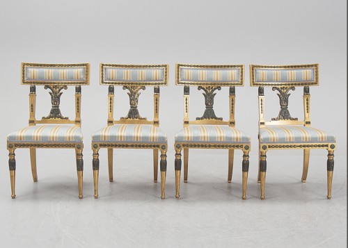 Seating  - Set of 4 Gustavian style chairs , circa 1900