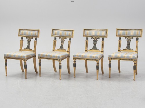 20th century - Set of 4 Gustavian style chairs , circa 1900