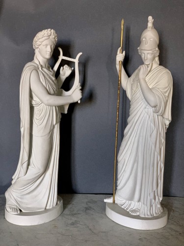 Figurines « Apollon et Athénée », Royal Copenhague vers 1870 - Céramiques, Porcelaines Style Napoléon III