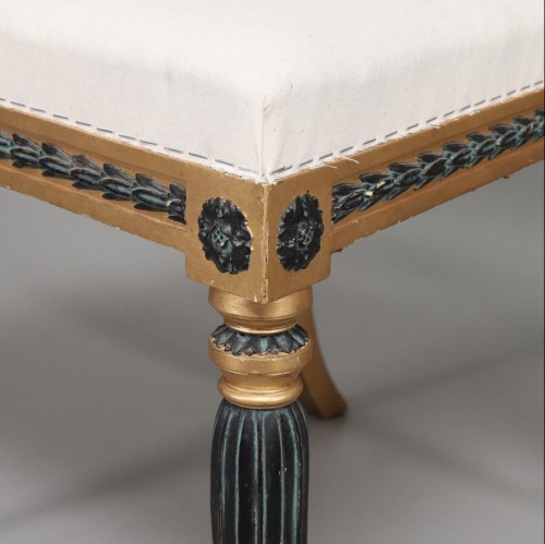 Set of 4 chairs in Gustavian Style gilt wood and parina  - 