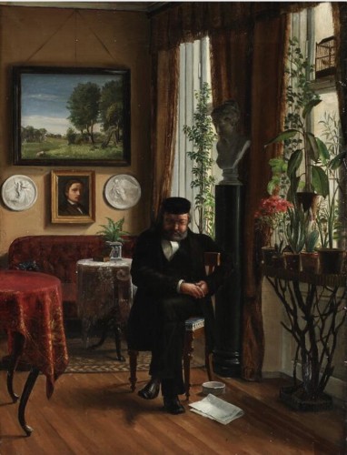 Collectionneur assoupi dans son intérieur - École danoise vers 1900