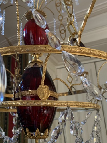Chandelier Rubin Crystal,  style Russia from end 18th cent  - Lighting Style Directoire