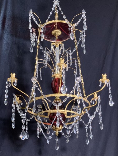 Chandelier Rubin Crystal,  style Russia from end 18th cent  - 