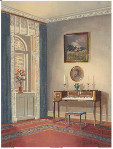 A still Interior with an Harpsichord, Signed C.Birksø