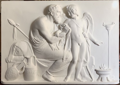 Anacreon et Cupidon - Bas-relief plâtre d’après Thorvaldsen 
