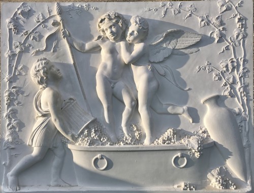 Amor And Young Bacchus Pressing Grapes - Large Old Moulding from Thorvalds