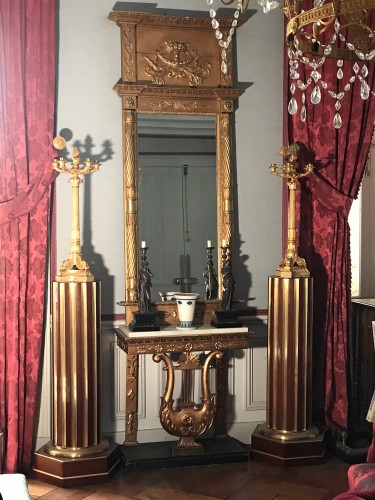 Set out 4 Mahagony and brass columns in Russian Empire style - Decorative Objects Style 