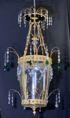 Large Hall Lantern with green cristal in Pavlovsk style
