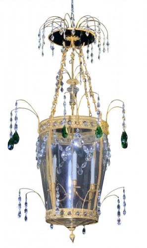 Large Hall Lantern with green cristal in Pavlovsk style