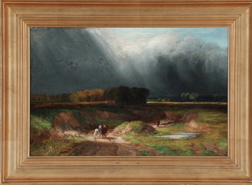 Small stormy landscape in the manner of Georges Michel - Paintings & Drawings Style Restauration - Charles X