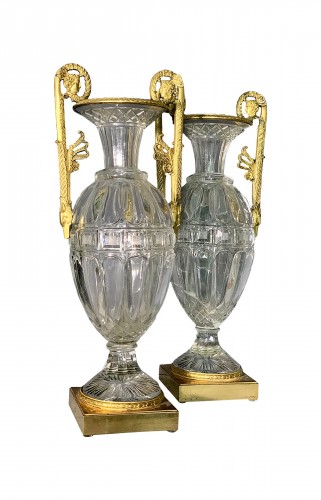 Vase cristal Directoire, monture en bronze attribuée à Thomire