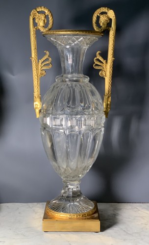 Crystal Vase early Empire, Bronze mount attributed toThomire  - Glass & Crystal Style Directoire