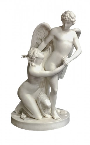 Cupid and Psyche Biscuit After Tobias Segele, Gustevsberg circa 1890