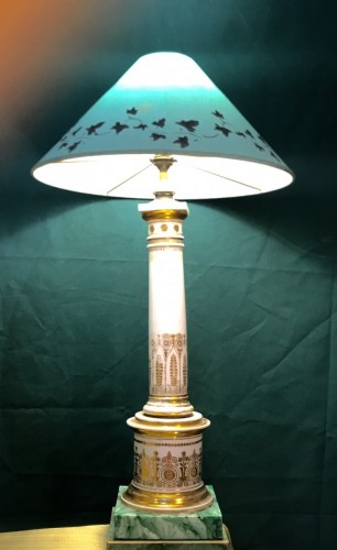 Lamp column shape, porcelain Royal Copenhagen  - Lighting Style Empire