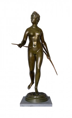 Diana , after J. A. Houdon , bronze figure 19th cent. Nice patina 