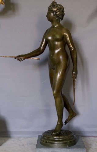 Sculpture  - Diana , after J. A. Houdon , bronze figure 19th cent. Nice patina 
