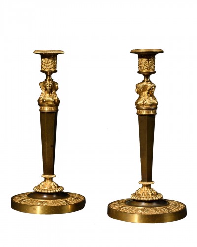 Pair of Empire candlesticks - Attributed to Claude Galle