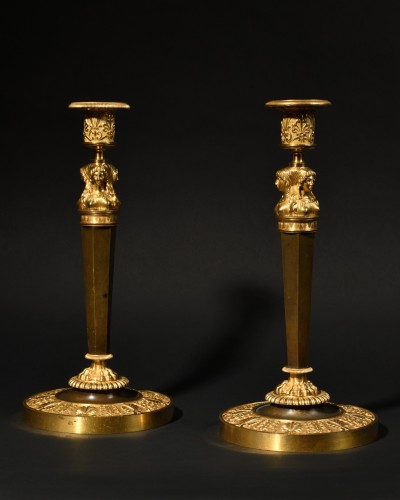 Pair of Empire candlesticks - Attributed to Claude Galle - Lighting Style Empire