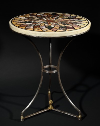 Mobilier Table & Guéridon - Guéridon en marqueterie de marbre et pierres dures