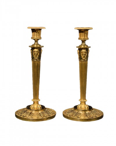 Pair of Empire candlesticks attributed to Claude Galle