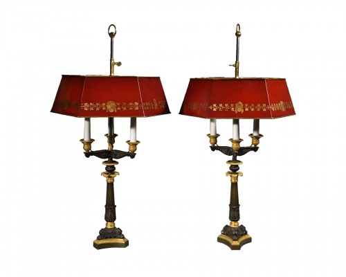 Pair of Empire bouillotte lamps 