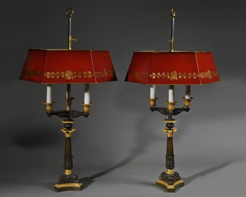 Pair of Empire bouillotte lamps  - Lighting Style Empire