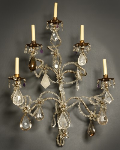 Trois appliques en cristal de roche – XXe siècle - Luminaires Style 
