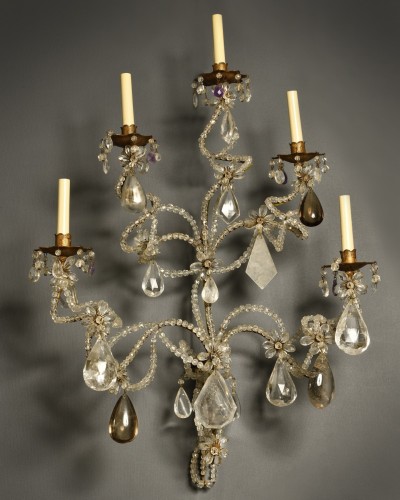 Three rock crystal wall lights - 20th century  - 