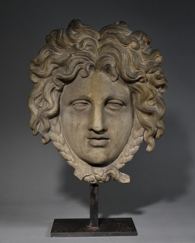 Masque d'Apollon en terre cuite - XIXe siècle - Sculpture Style 