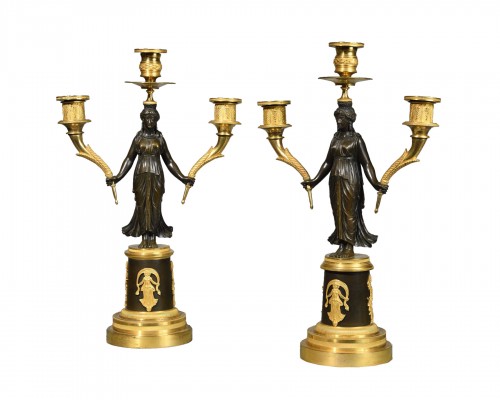 Pair of Empire candelabras with bacchantes