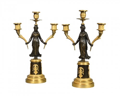 Pair of Empire Candelabras with Bacchantes