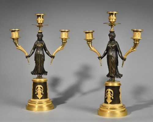 Pair of Empire Candelabras with Bacchantes - Lighting Style Empire