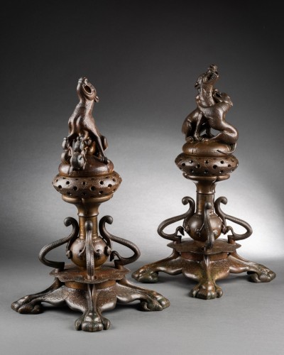 Decorative Objects  - Pair of andirons - Adolphe-Victor Geoffroy-Dechaume and Auguste-Maximilien Delafontaine