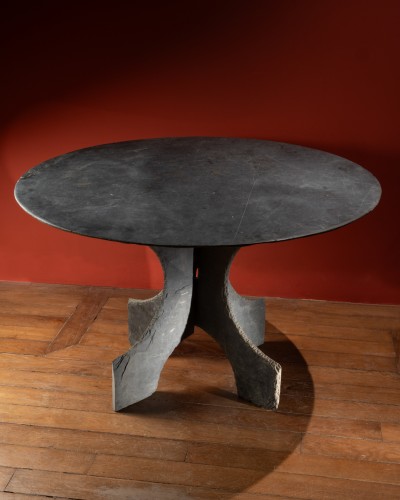 Table en ardoise, travail de Trélazé du XIXe siècle - Mobilier Style 