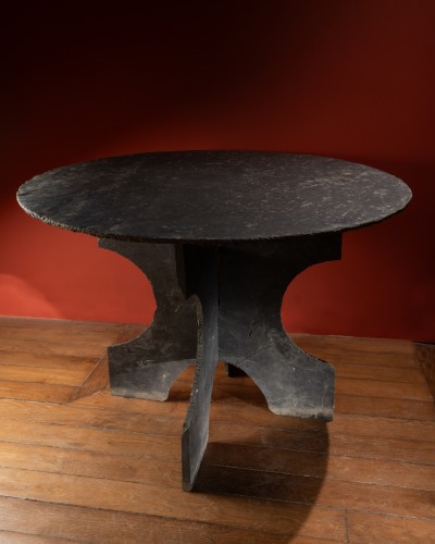 Table en ardoise, travail de Trélazé du XIXe siècle - Mobilier Style 