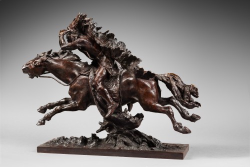 Ulpiano CHECA Y SANZ (1860-1916) - Chef Indien à cheval - Sculpture Style Napoléon III