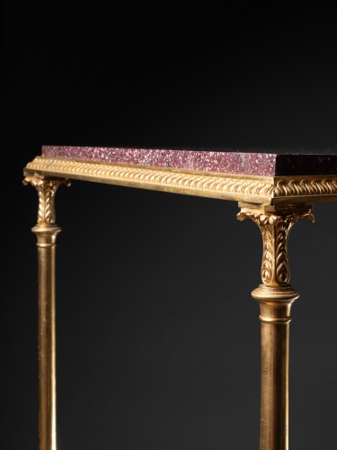 Porphyry And Gilt Bronze Table - Furniture Style Restauration - Charles X