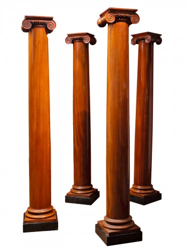 Four Ionic Mahogany Columns, 19th Century
