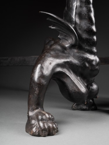 Pair Of Bronze Firedogs with dragons –  18th Century - Decorative Objects Style Louis XVI