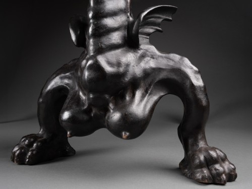 Paire de chenets en bronze dits aux dracènes – Italie XVIIIe siècle - Louis XVI