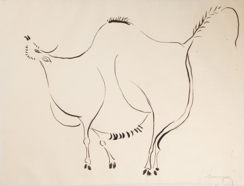 A drawing of a Bull by Óscar Domínguez born in 1957